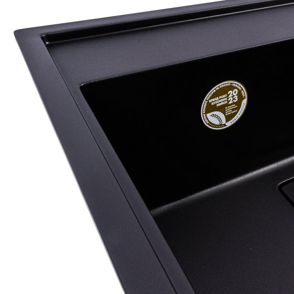 VALESO Гранітна мийка VALESO SHERLIT 6050 матова Чорна Коломия - фото 12