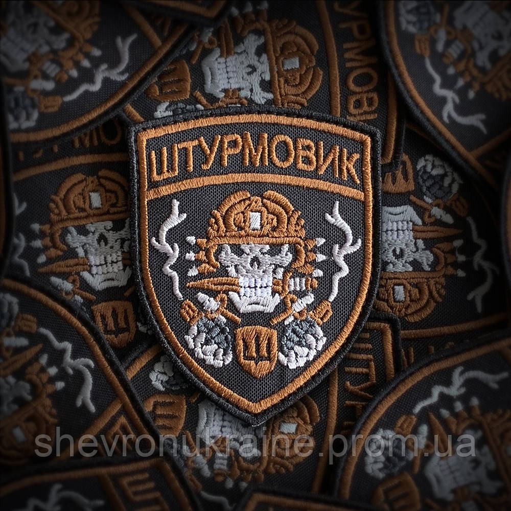 Шеврон ШТУРМОВИК (Форма щит. На липучке) Размер 9x7см Киев - изображение 1