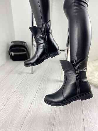 Напівчоботи жіночі M.KRAFT чорні натуральна шкіра зима висота 18см подошва 3,5см (2203) 38р. 40 Коломыя