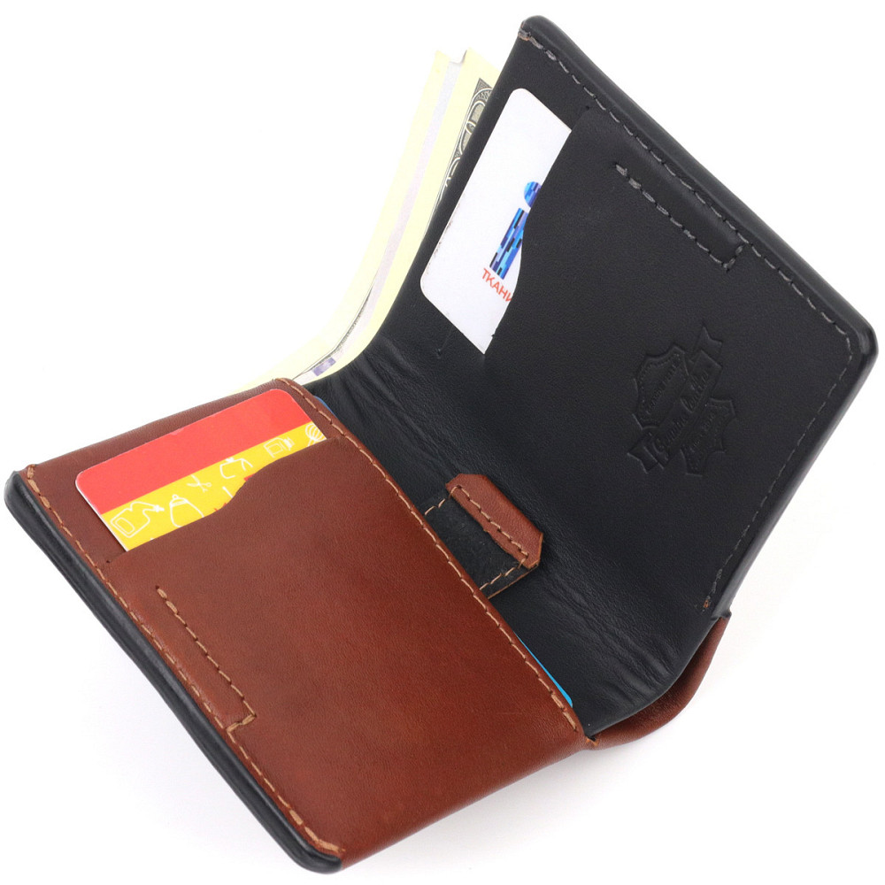 Превосходный кожаный мужской кошелек Grande Pelle 11425 Коричневый Киев - изображение 5