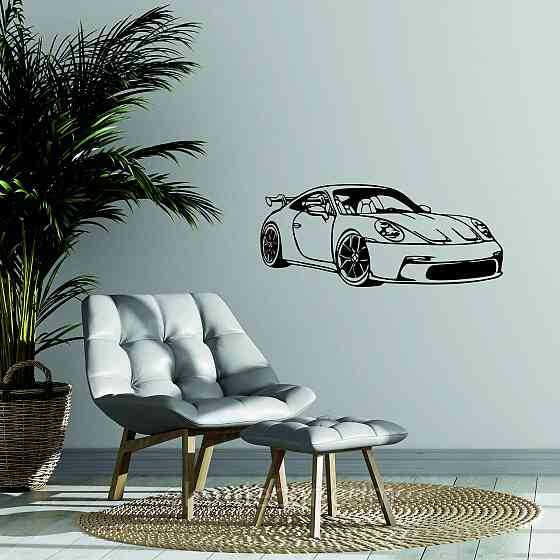 Декоративне настінне Панно «Авто Порш», Декор на стіну 90*38 см, Чорний Київ