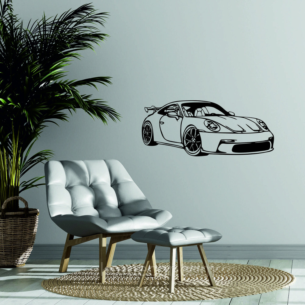 Декоративне настінне Панно «Авто Порш», Декор на стіну 90*38 см, Чорний Київ - фото 2