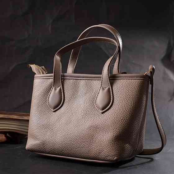 Жіноча сумка з двома ручками з натуральної шкіри Бежева (Vintage) Київ