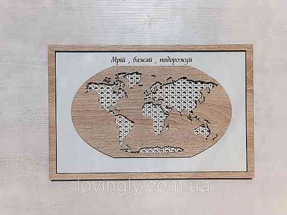 Карта світу. Об'ємна карта світу в рамці. Декор для дому. Ірпінь