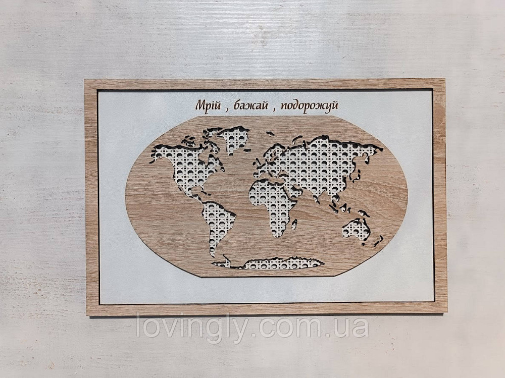 Карта світу. Об'ємна карта світу в рамці. Декор для дому. Ірпінь - фото 5
