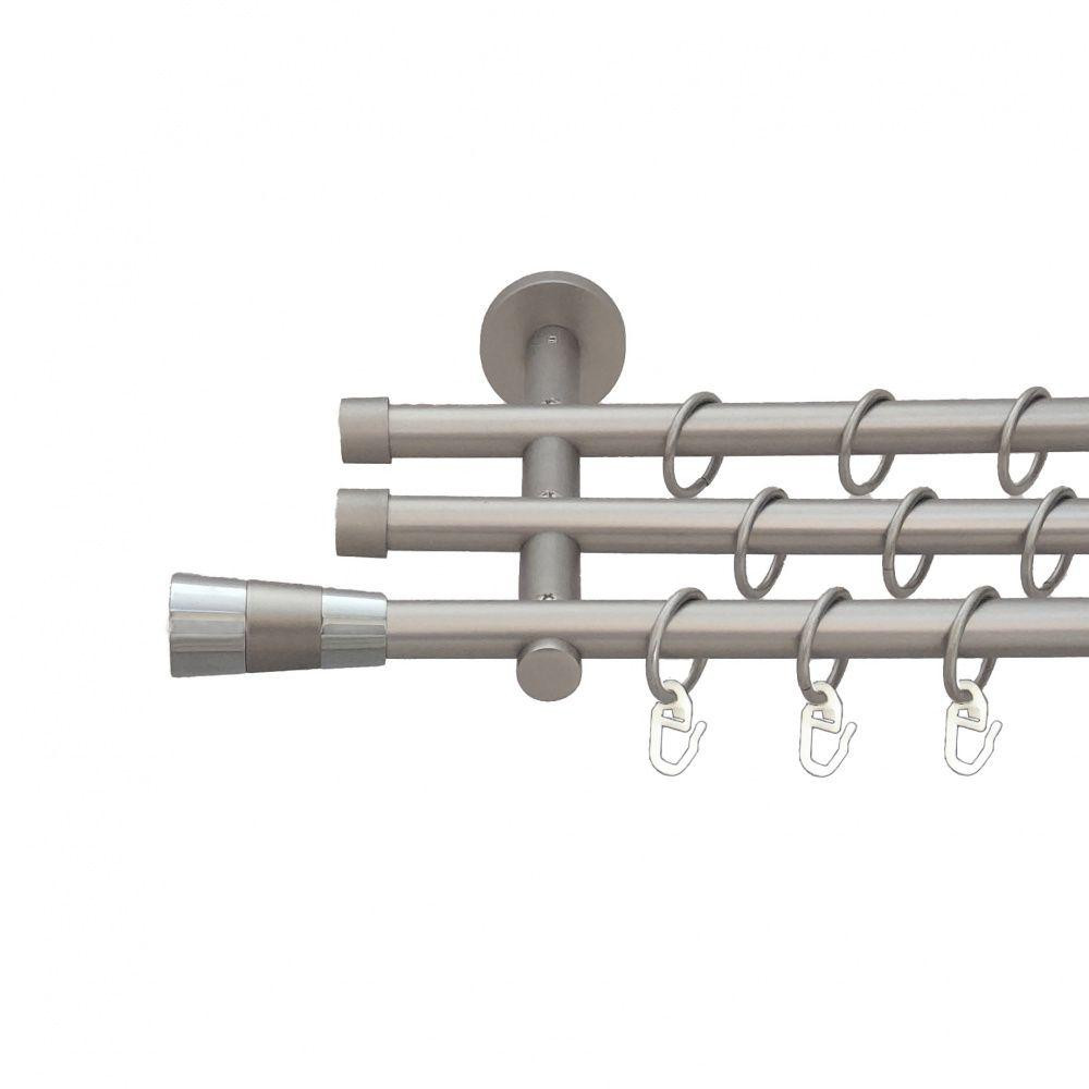 Карниз Orvit Валео металевий трирядний циліндр (20 см) гладка труба кільце металеве Сатин 16\16\16 мм 300 см Львов - изображение 1