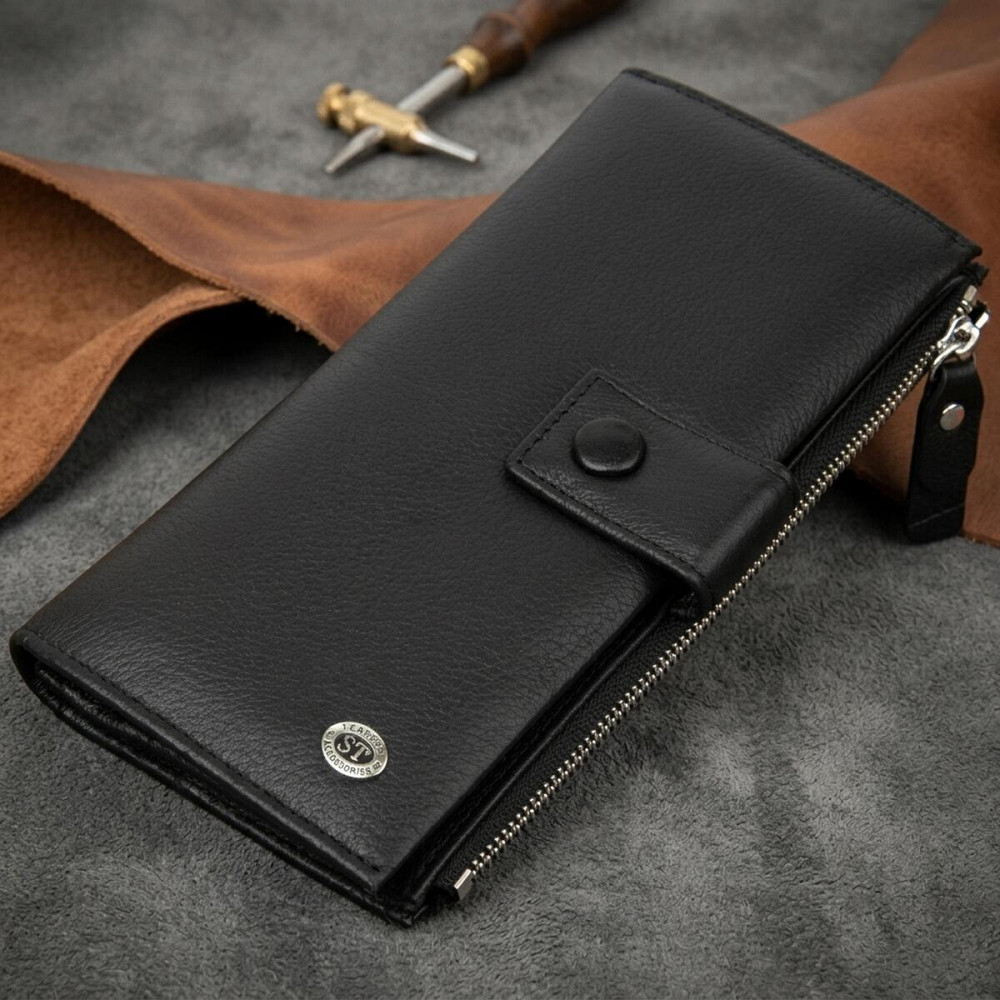 Класичний гаманець-клатч ST Leather 19373 Чорний Київ - фото 11