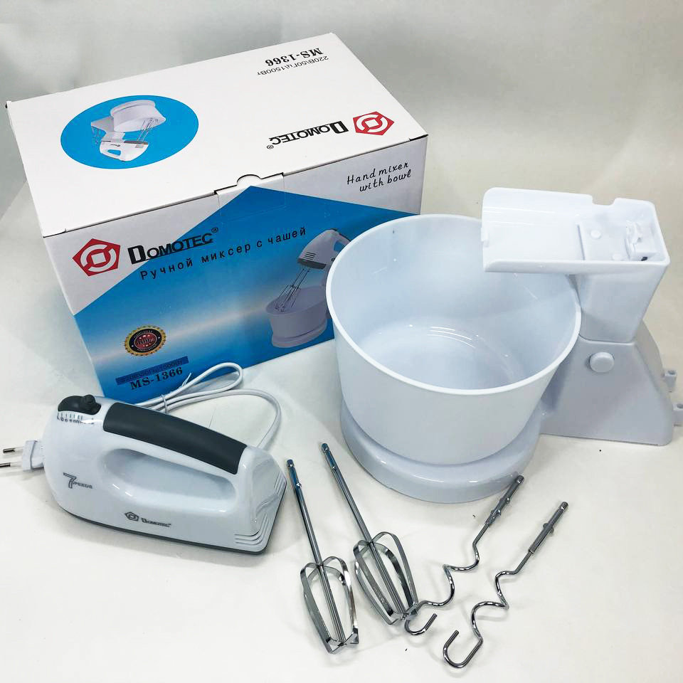 Ручний переносний міксер Domotec MS-1366 2 л, Міксер кухонний стаціонарний, Міксери з чашею XC-35 Івано-Франківськ - фото 3