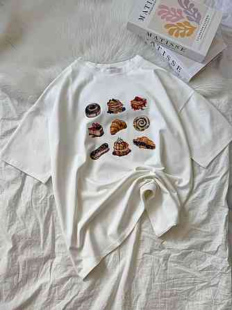 Жіноча стильна оверсайзсфутболка з принтом кулір, 100% бавовна Одеса