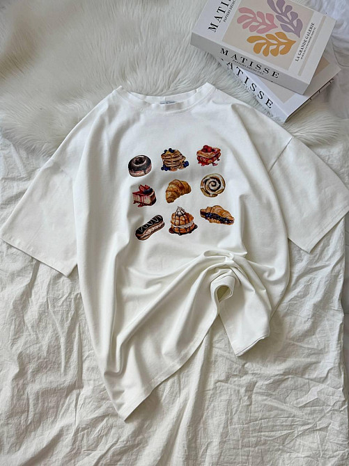 Жіноча стильна оверсайзсфутболка з принтом кулір, 100% бавовна Одеса - фото 6