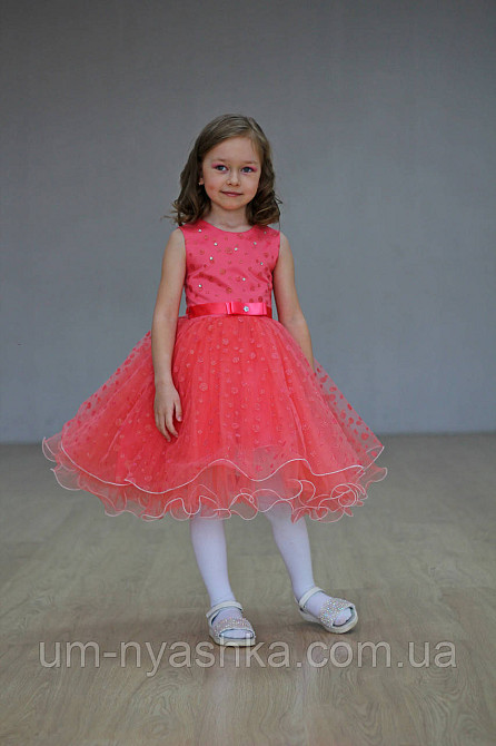 Детское нарядное платье Коралловое горох с блестками на 2-4 годика Кривой Рог - изображение 4