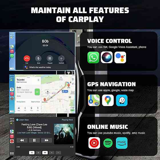 Бездротовий адаптер CarPlay Android Auto 2в1 для iPhone iOS 10+ Android 11+ з USB Type-C універсальний, карплей бездротовий Київ