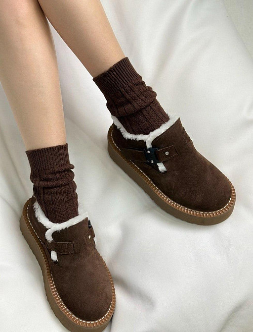 Olli Угги жіночі OLLI шоколадні натуральна замша з хутром висота підошви 0.75 см (К-16-Юга 5720 Коломия - фото 3