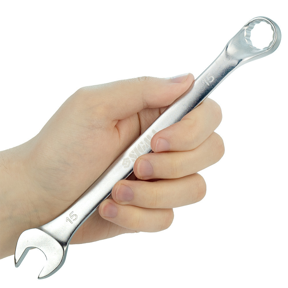 Ключ рожково-накидный глубокий 15мм CrV satine SIGMA (6024151) Ровно - изображение 7