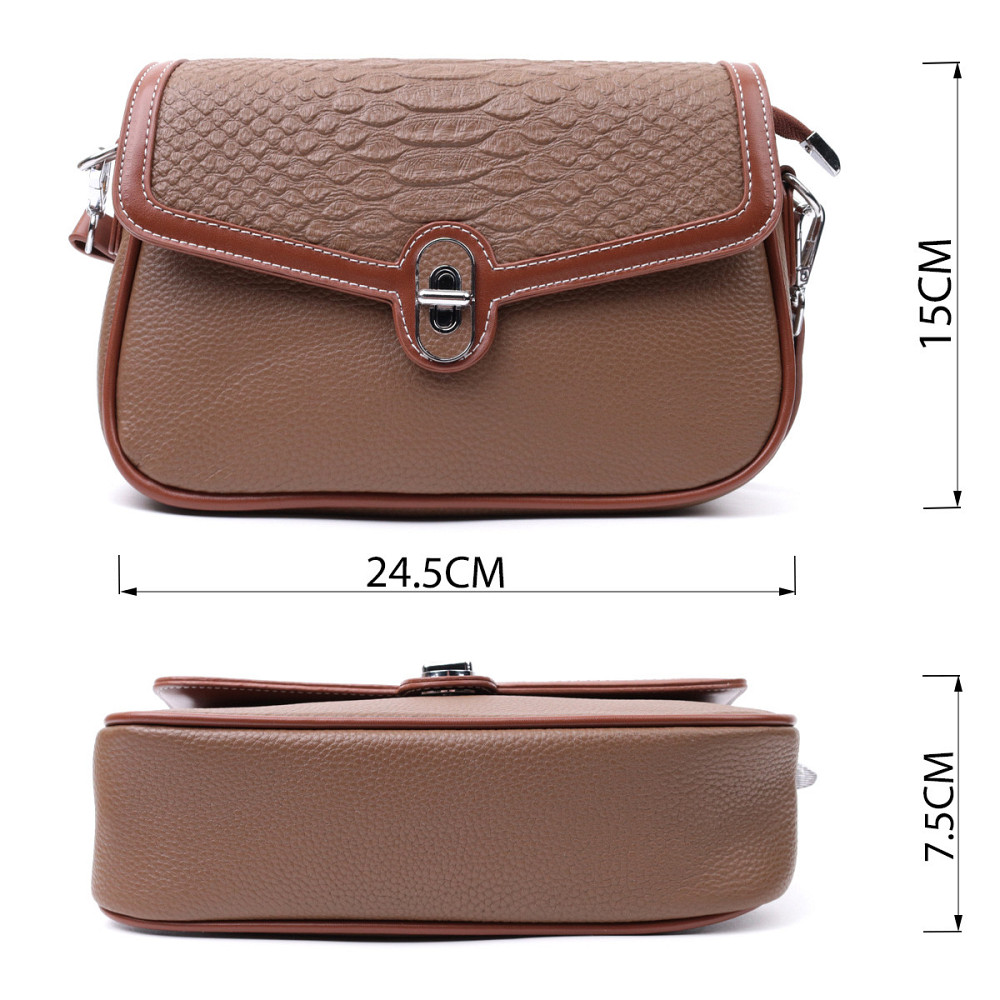 Жіноча сумка з фактурним клапаном з натуральної шкіри Vintage 22621 Коричнева Київ - фото 3