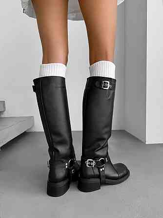 Зимові жіночі чоботи натуральна шкіра на низькому ходу чорні теплі 1020 р. 37-40 5704 40 Коломыя