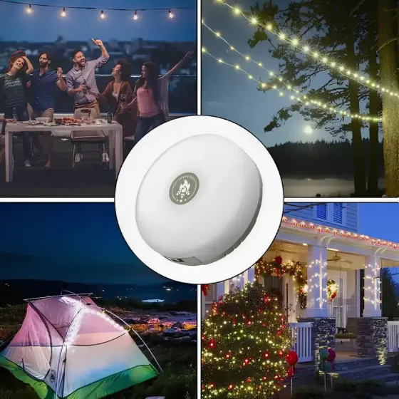 Аккумуляторный фонарь с гирляндой, USB и магнитным креплением / Подвесной фонарь для кемпинга 20м Коломия