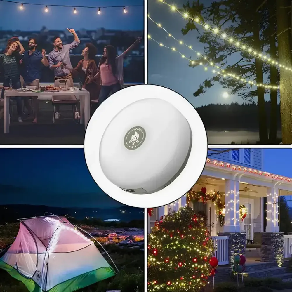 Аккумуляторный фонарь с гирляндой, USB и магнитным креплением / Подвесной фонарь для кемпинга 20м Коломия - фото 1