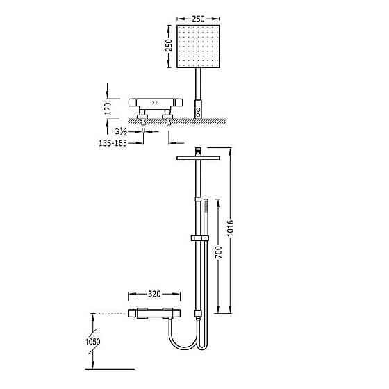 Душова система TRES CUADRO-TRES Termostatica 00738501,Лійка 250*250мм Spain Киев