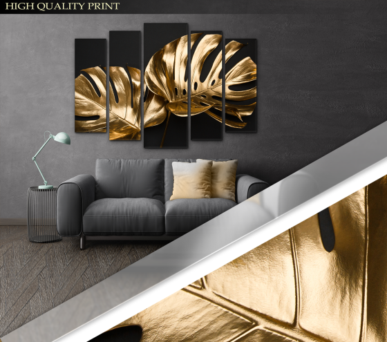 Модульна картина у вітальню / спальню Золоті листя Art-442_5 ( 80х118см ) Київ
