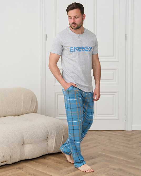 Чоловіча піжама зі штанами в карту — Energy Tom John 93463 L Київ - фото 5