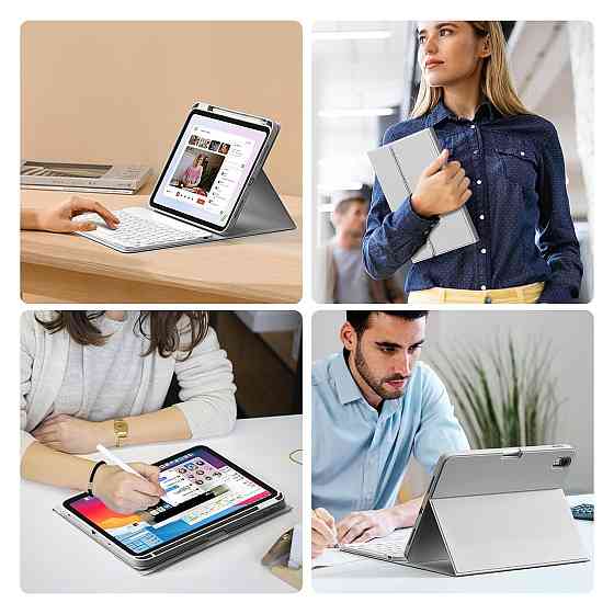 Клавіатурний чохол для iPad Air 11" сумісний з M4/M3/M2/M1 сірий QWERTY знімна Bluetooth-клавіатура тримач для Apple Pencil Київ