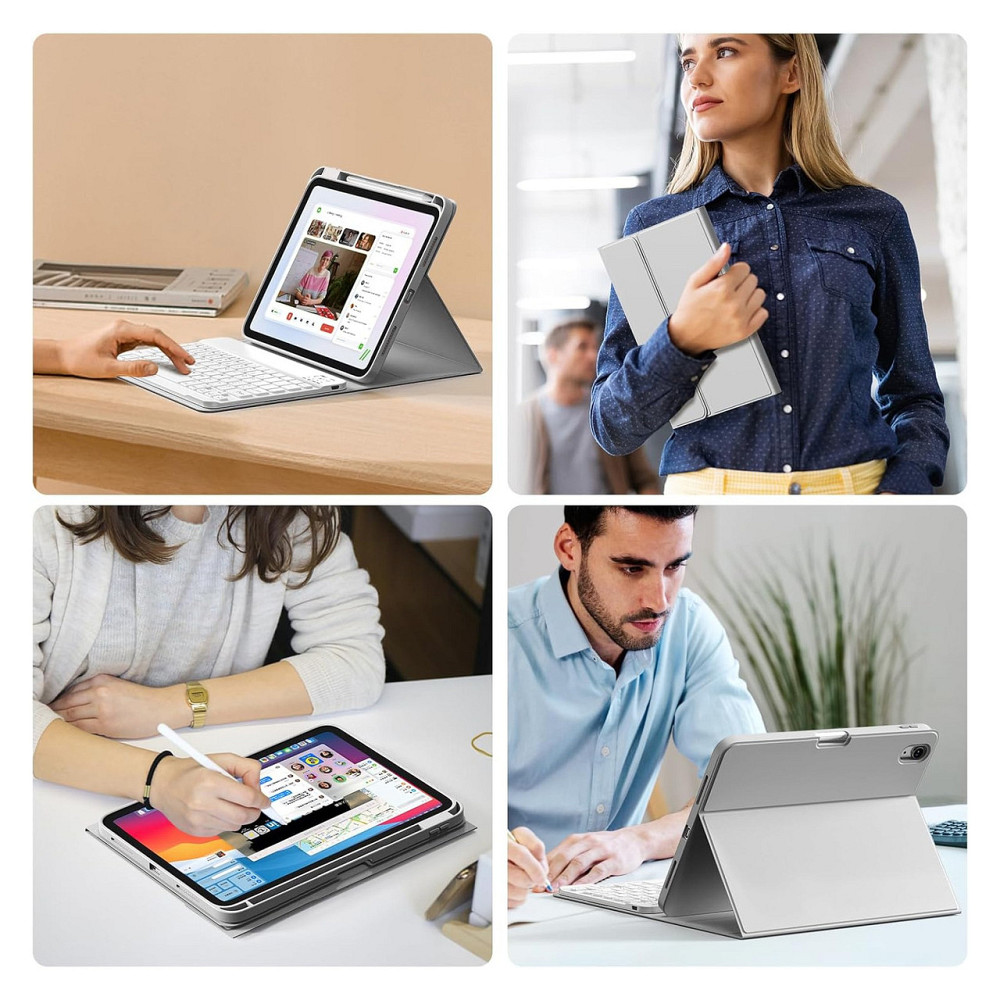 Клавіатурний чохол для iPad Air 11" сумісний з M4/M3/M2/M1 сірий QWERTY знімна Bluetooth-клавіатура тримач для Apple Pencil Київ - фото 4
