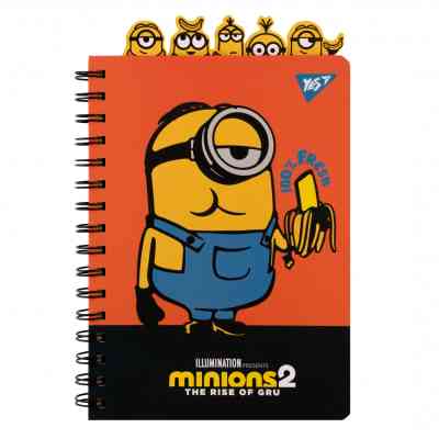 Блокнот Yes Minions А5 150 х 210 подвійна спіраль з фігурними роздільниками 80 аркушів Лінія (151778) Вінниця