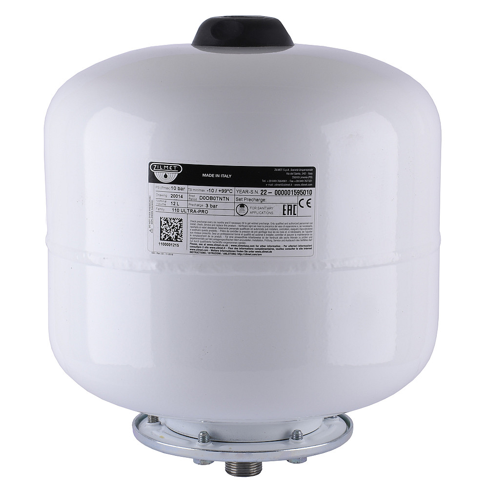 Гідроакумулятор зі змінною мембраною 12л Zilmet ULTRA-PRO 10bar, білий ( 1100001215 ) Тернопіль - фото 1