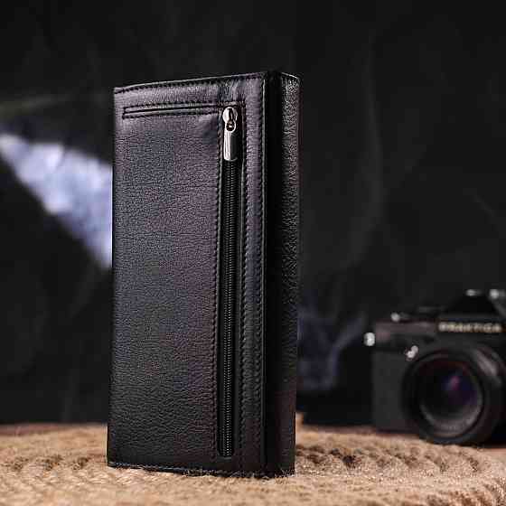 Класичний жіночий гаманець із натуральної шкіри CANPELLINI 21657 Чорний Київ