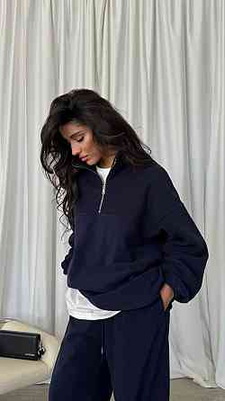 Жіночий теплий костюм-двійка: кофта та штани з турецького двостороннього флісу Темно-синій, 42/44 Одеса