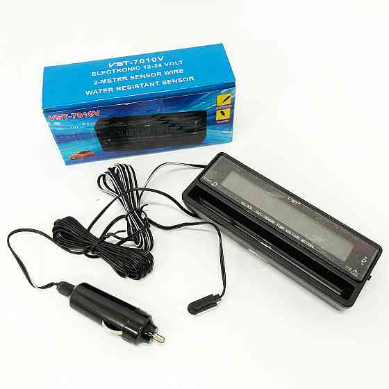 Автомобільний годинник з термометром та вольтметром VST-7010V HV-27 Львів