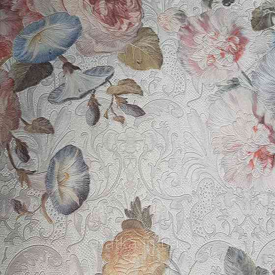 Шпалери метрові вінілові на флізелін Yuanlong Samsara квіти троянди, півонії блакитний рожевий червоний на Київ