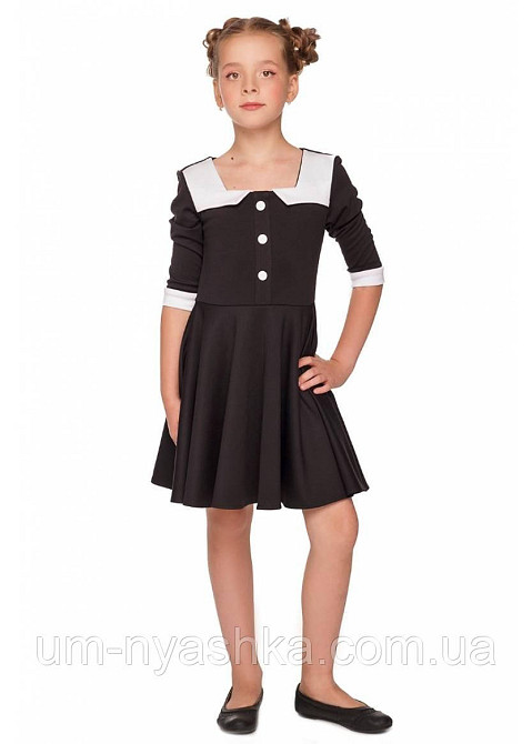 Шкільне плаття чорне з білим коміром 134-152 Кривий Ріг - фото 2