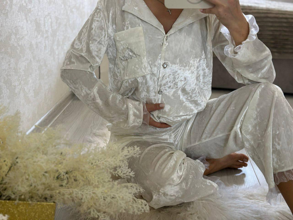 Жіноча домашня повсякденна піжама  із  мармурового велюру Одеса - фото 3