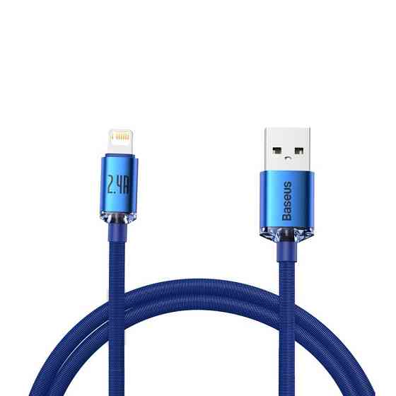Кабель Baseus Crystal Shine Series Fast Charging Data Cable USB to iP 2.4A 2m Blue Одеса