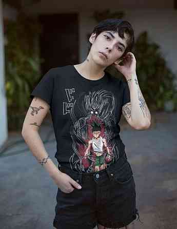 Футболка чоловіча з аніме принтом Мисливець × Мисливець оверсайз (S/M/L) Чорний AnimeJ1157 Дніпро