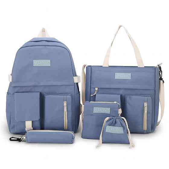 Набір шкільний Рюкзак 40х29х12 см,Сумка,Шоппер,Пенал,Блакитний SBR Київ