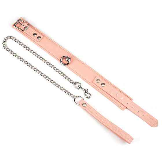 Нашийник з повідцем Liebe Seele Dark Candy Pink Collar with Leash, повідець на карабіні Sex Aura Київ