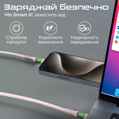 Дата кабель USB-C to USB-C transline-cc200.pink Promate (transline-cc200.pink) Вінниця - фото 6