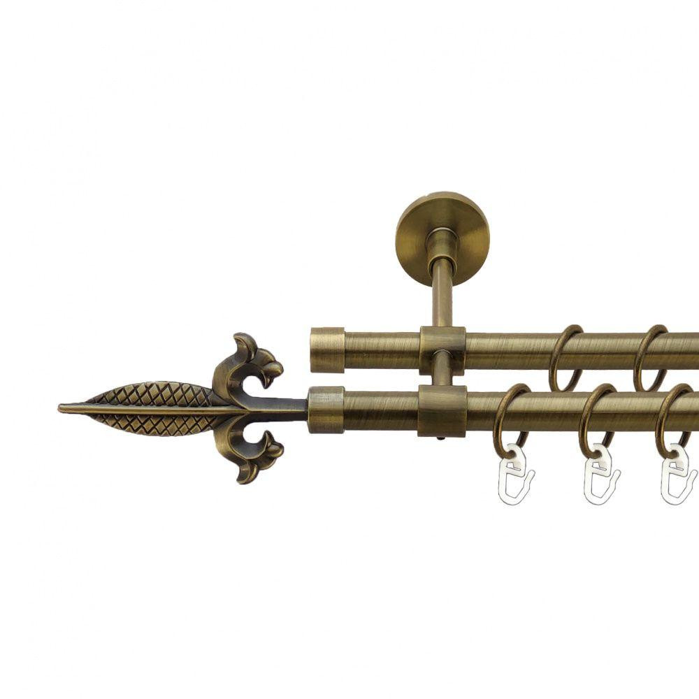 Карниз Orvit Генуя металевий дворядний закритий гладка труба кільце металеве Антик 16\16 мм 240 см (7329393) Львів - фото 1