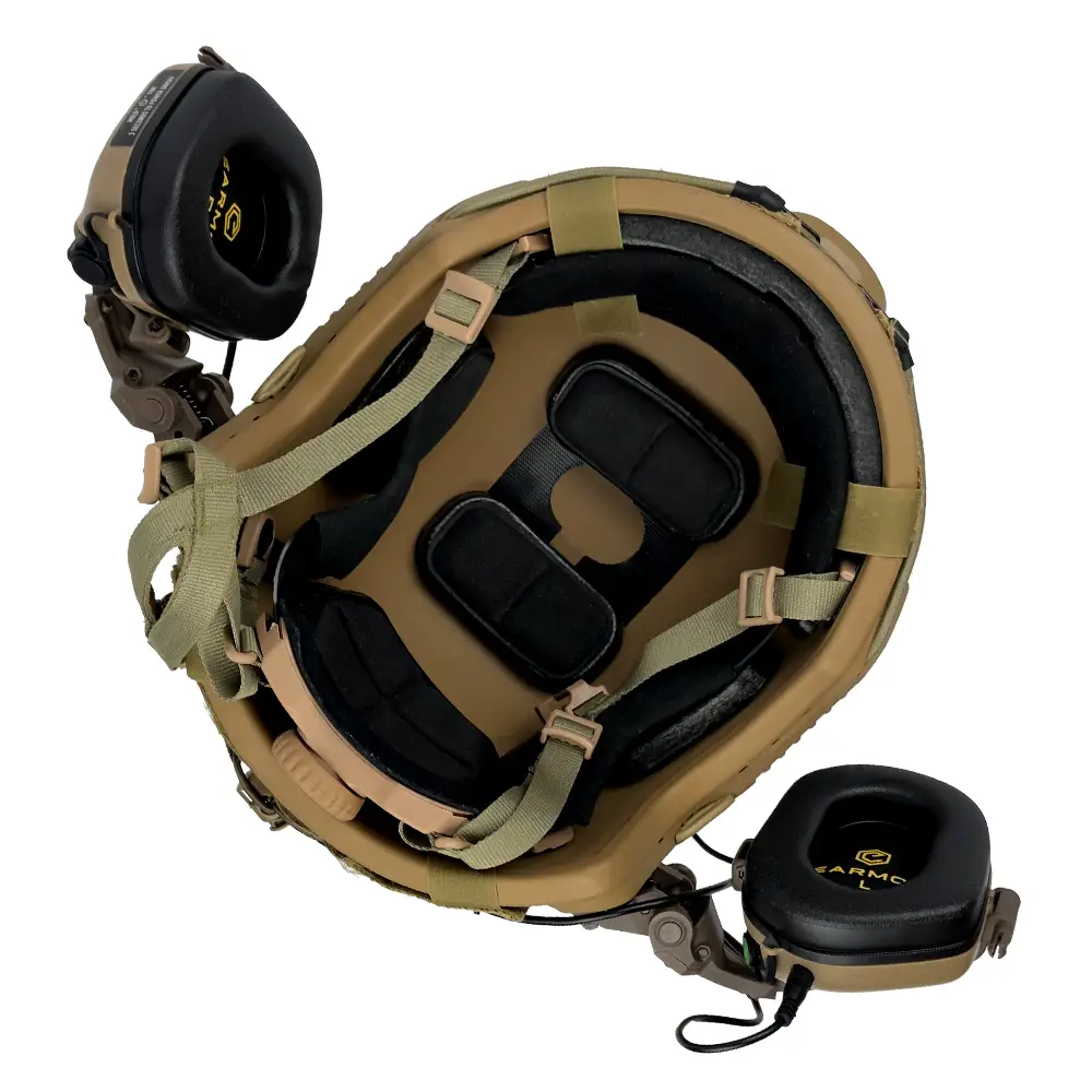 Тактический комплект шлем Fast + кавер + наушники Earmor М31 + крепление Чебурашка (Койот) S Винница - изображение 4