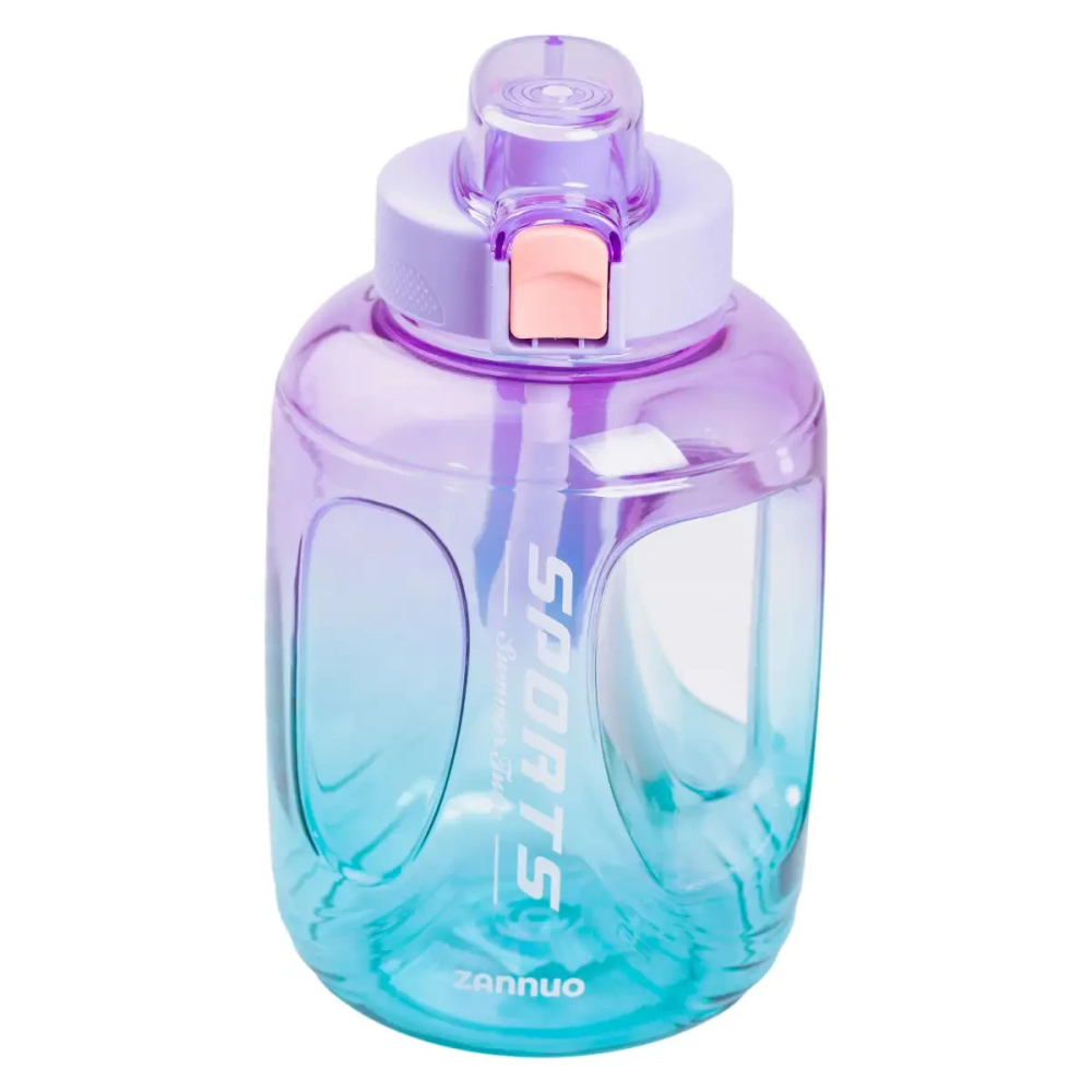Yiwu Пляшка для води спортивна 1,6 л пластикова з трубочкою з ремінцем 22 см Фіолетова HP-14-35 Коломия - фото 1