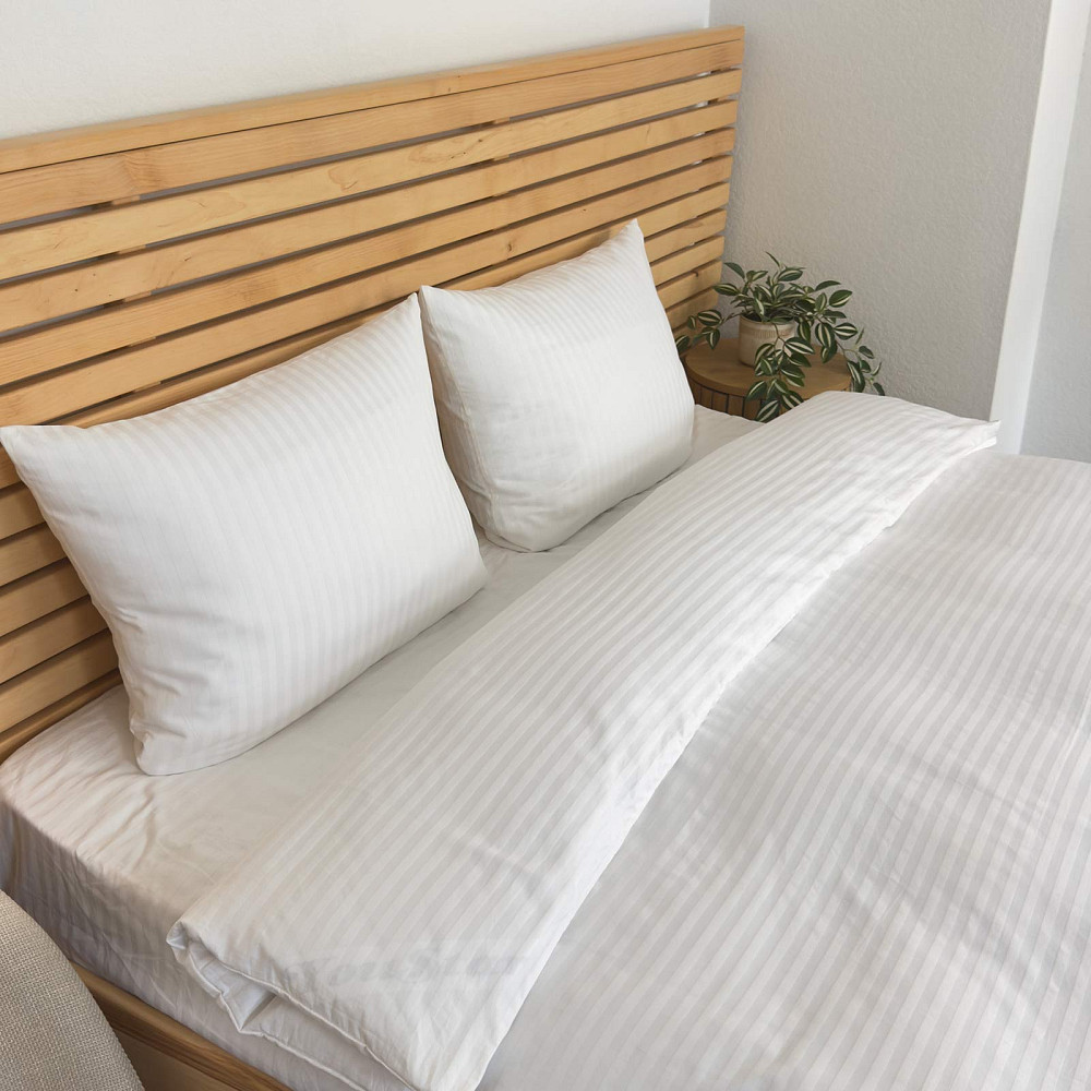 Постільна білизна Євро комплект Страйп Сатин 125 г/м2 YouStar (Білий) 2 х 50х70 Суми - фото 5