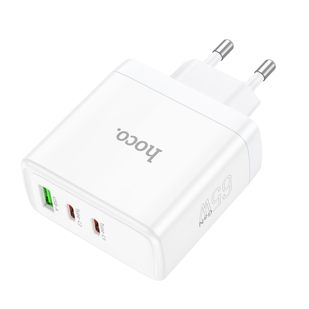 Мережевий зарядний пристрій HOCO N30 Glory PD65W three-port(2C1A) fast charger White Киев - изображение 3