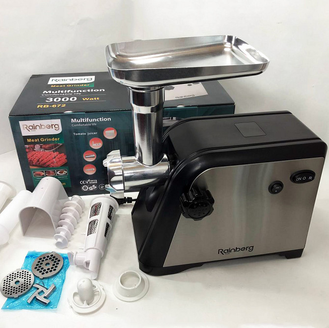 Мощная мясорубка электрическая для дома Rainberg RB-672 3000W, Мощная качественная электромясорубка NG-58 Львов - изображение 10