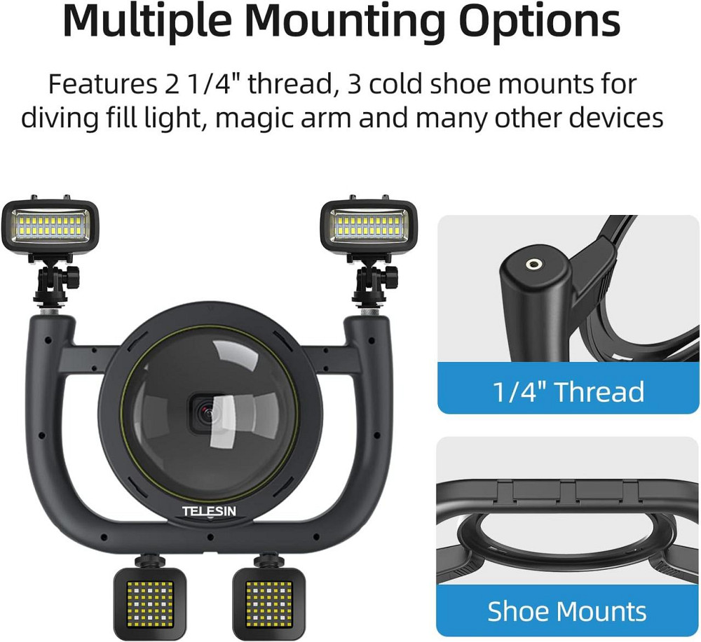 Аквабокс GoPro Hero 12/11/10/9 Водонепроникний бокс кейс корпус для екшн камери для дайвінгу плавання з підводним стабілізатором Київ - фото 4