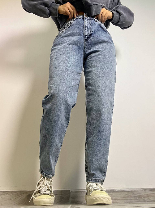 Джинсы женские SL 9001 MOM fit высокая посадка большие размеры стрейчевые светло-синие, светло-синий Одесса - изображение 6