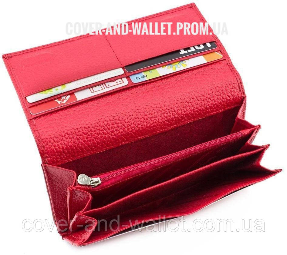 Красный женский кошелёк с визитницей из натуральной кожи Marco Coverna 2060 Киев - изображение 6