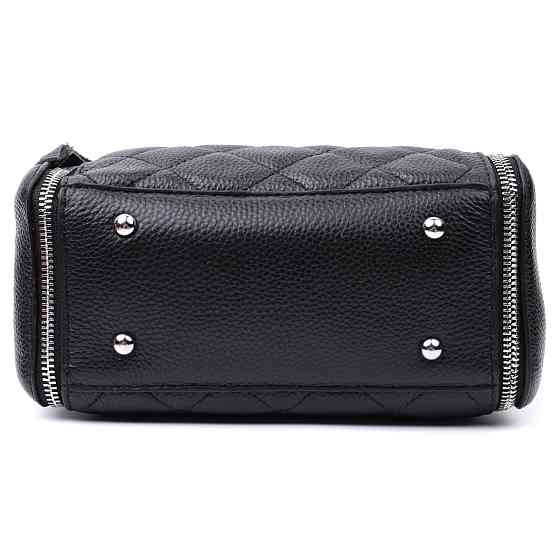 Трендова сумка для жінок у ромби з натуральної шкіри Чорна (Vintage) Київ